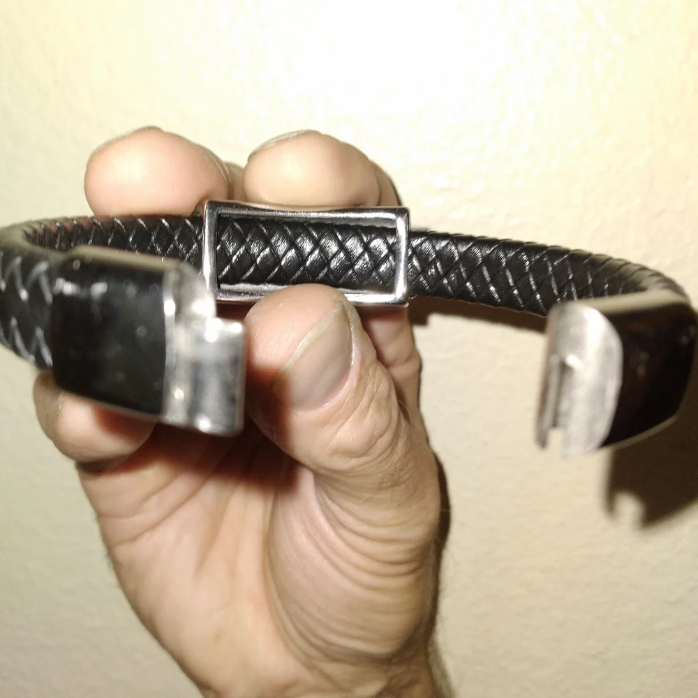 🔥SALE Genuine Leather Braided Dual Horse Bracelet in Black Oxidized Stainless